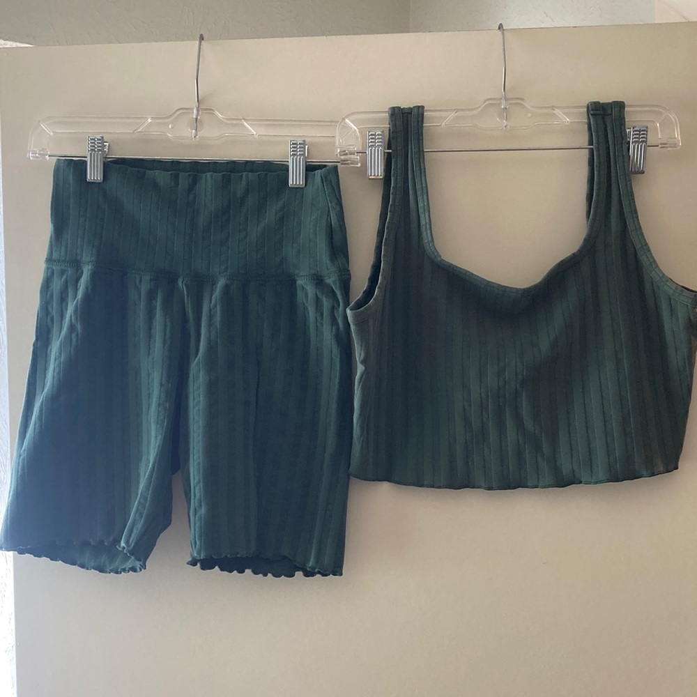 Emerald Ribbed Athleisure Wear Set